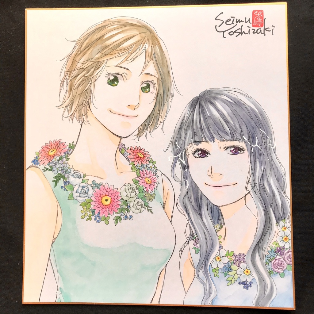 直筆イラスト色紙