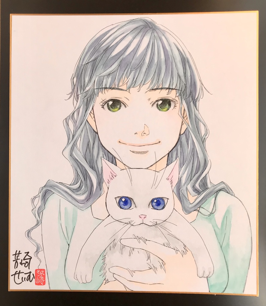 直筆イラスト色紙