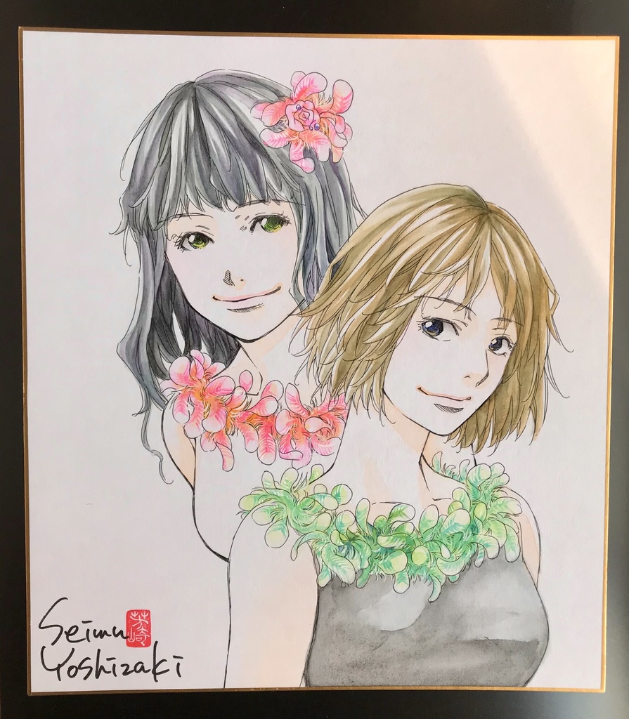 直筆イラスト色紙