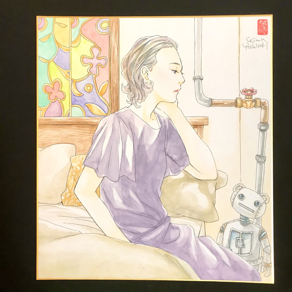 直筆カラーイラスト色紙