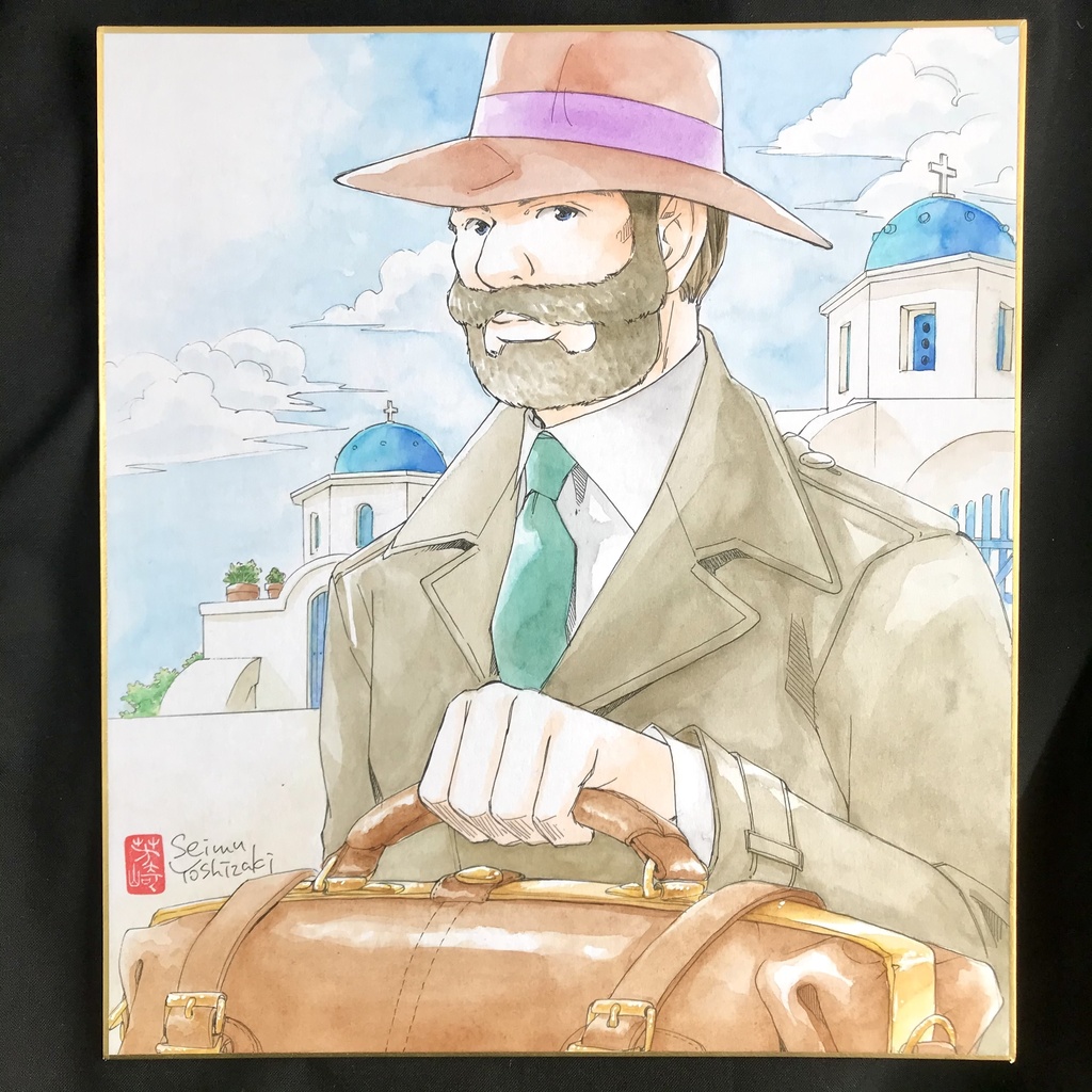 直筆カラーイラスト色紙