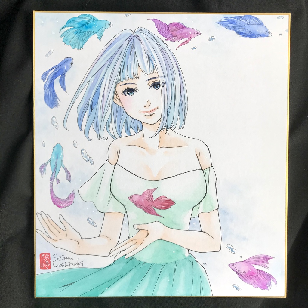 直筆カラーイラスト色紙