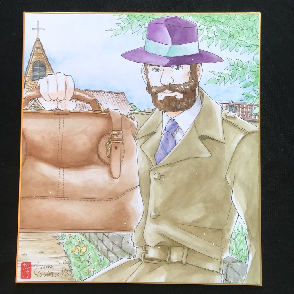 23：直筆カラーイラスト色紙