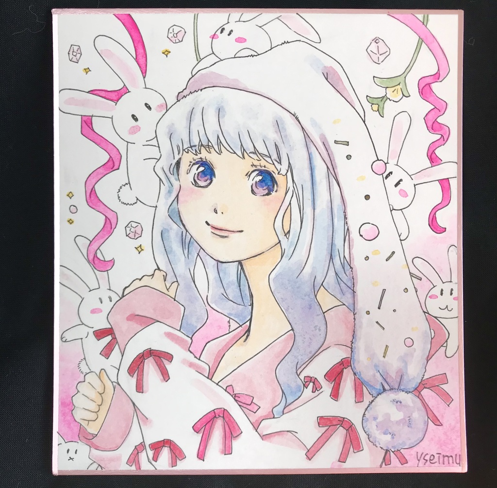 直筆イラストミニ色紙