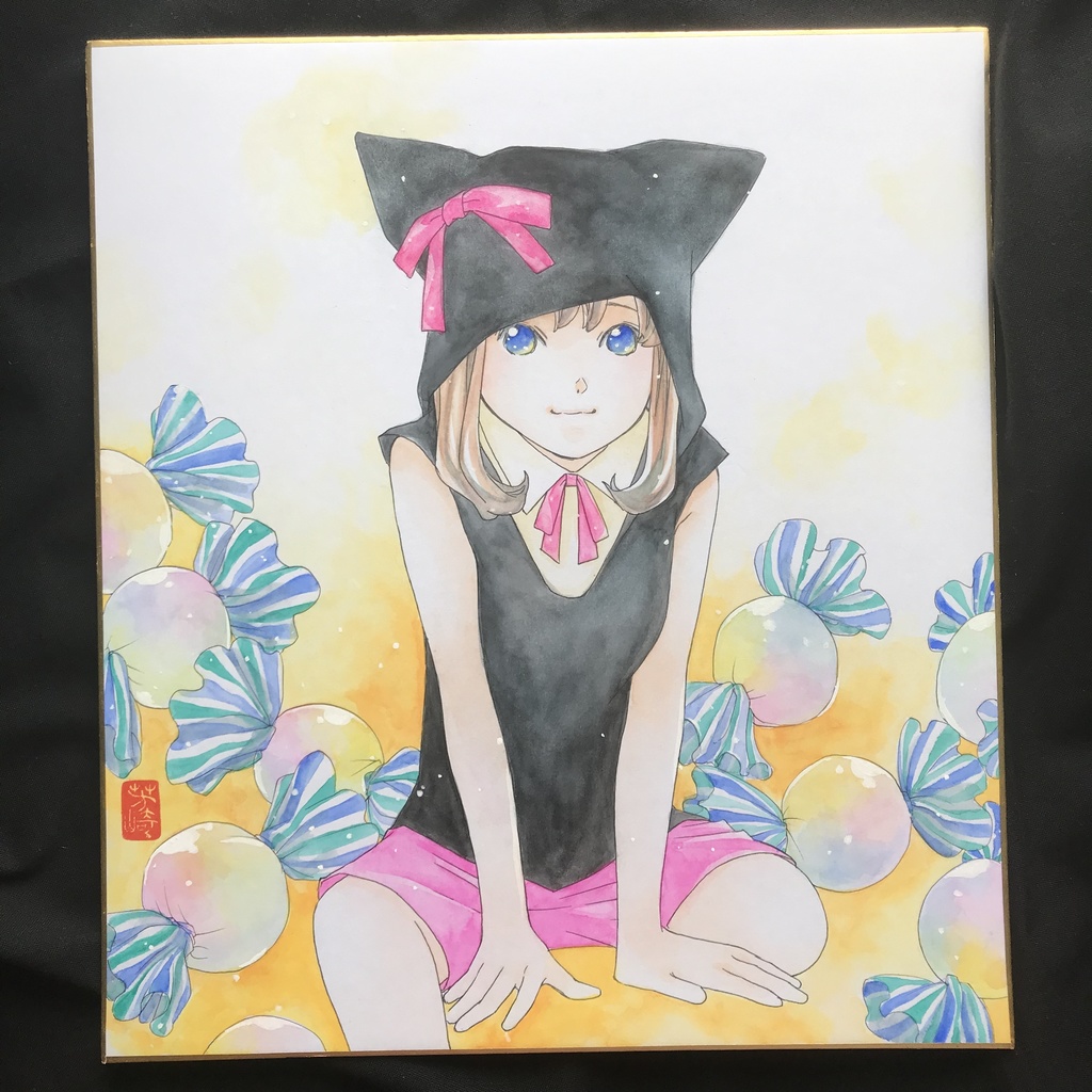 64:直筆カラーイラスト色紙