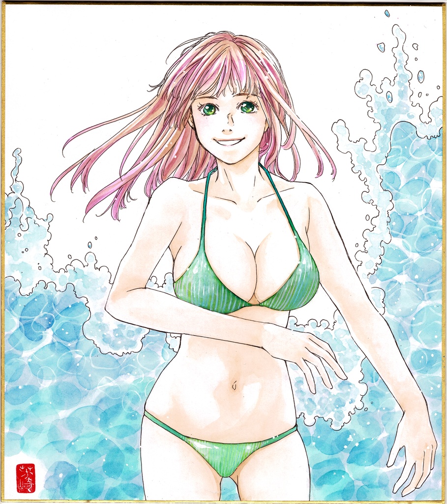 直筆カラーイラスト色紙