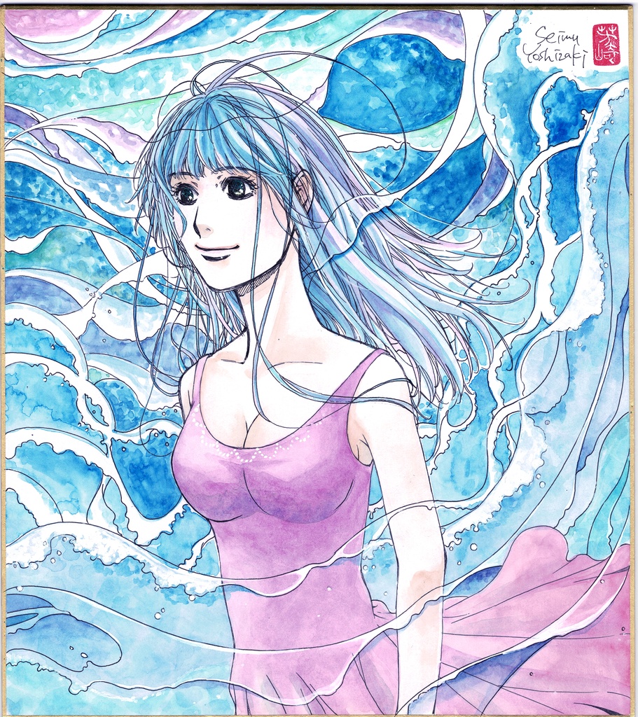 直筆カラーイラスト色紙