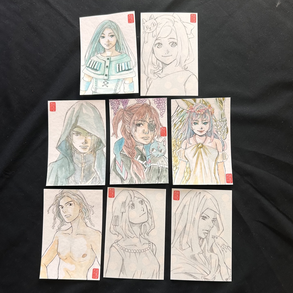 直筆イラストハガキセット