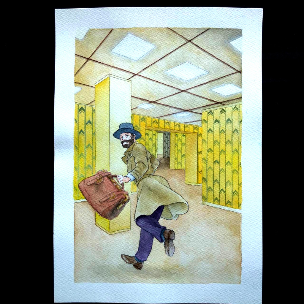 鞄図書館カレンダーイラスト原画6月