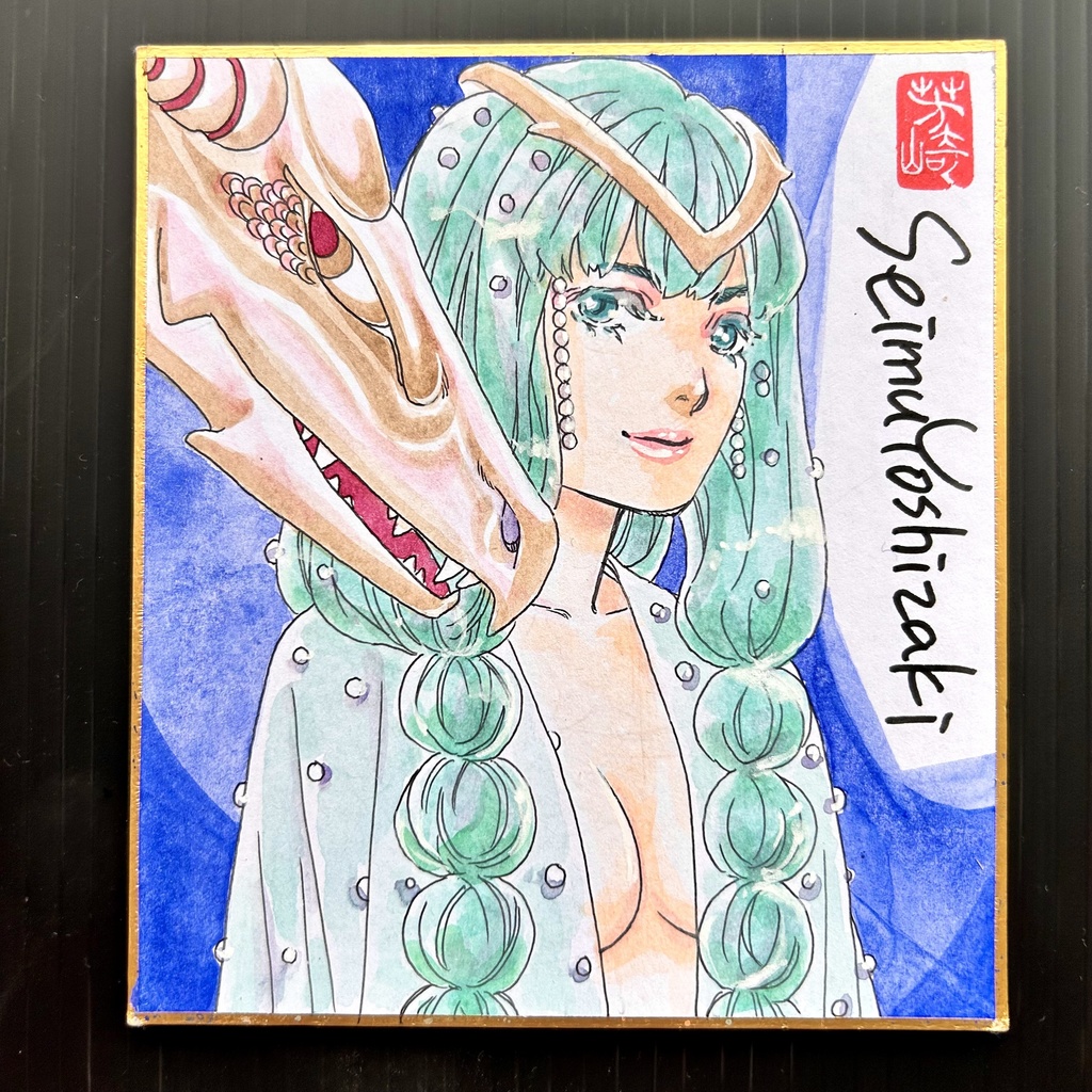 直筆カラーイラストミニ色紙