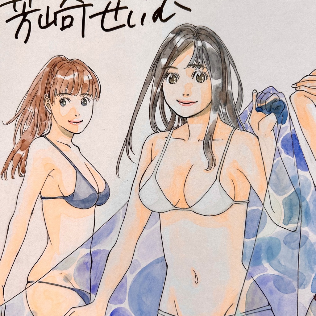 直筆カラーイラスト色紙1-9