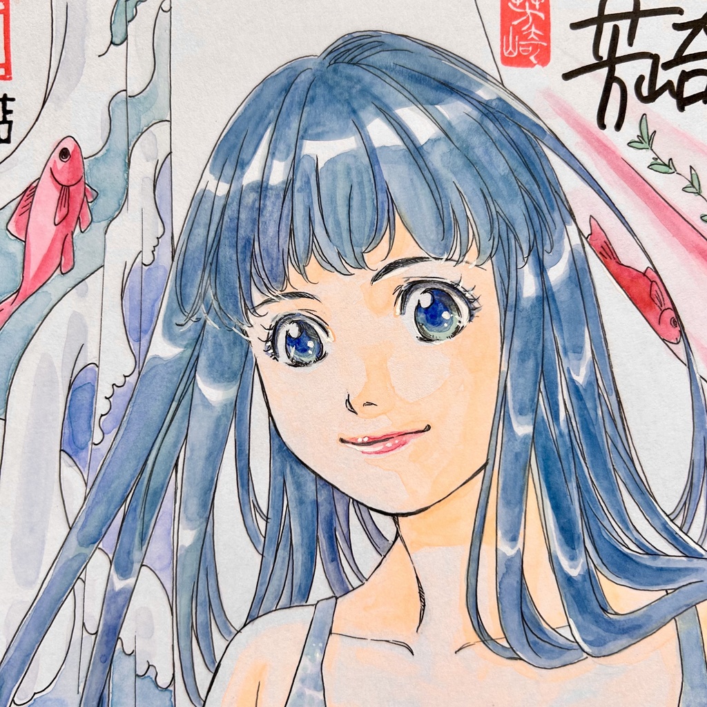 直筆カラーイラスト色紙10-17