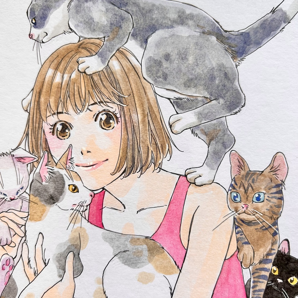 直筆カラーイラスト色紙10-17