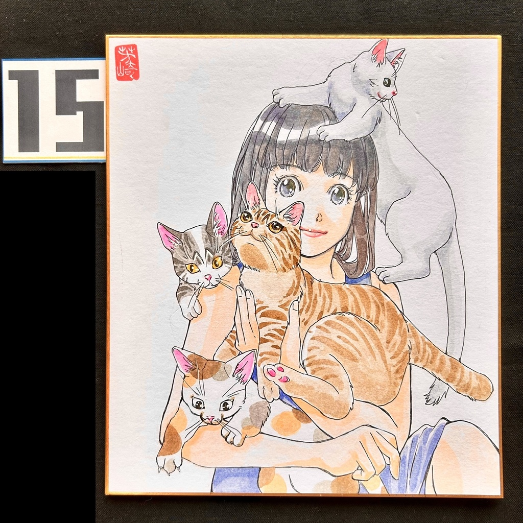 直筆カラーイラスト色紙10-17