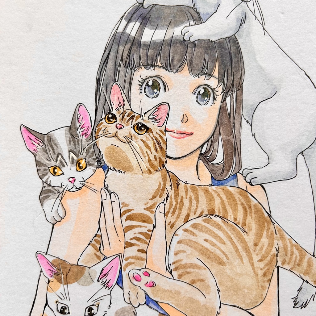 直筆カラーイラスト色紙10-17