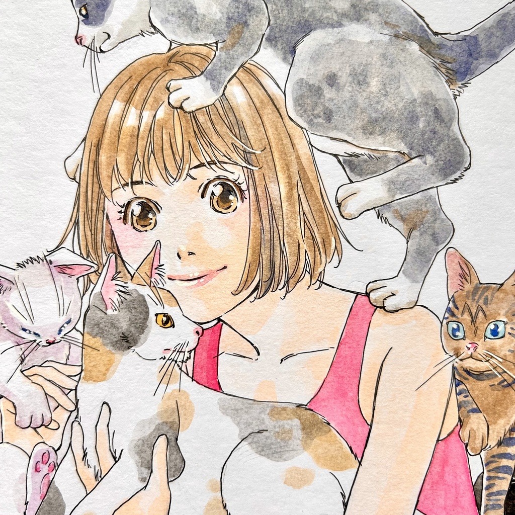 直筆カラーイラスト色紙