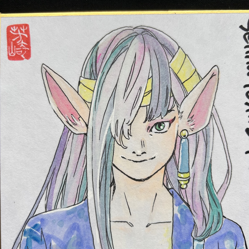 直筆カラーイラスト ミニ色紙