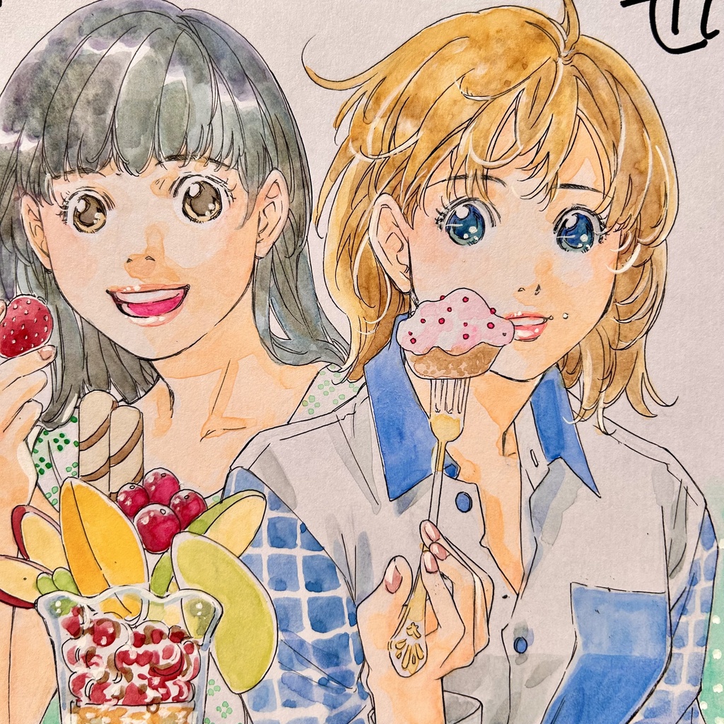 直筆カラーイラスト色紙