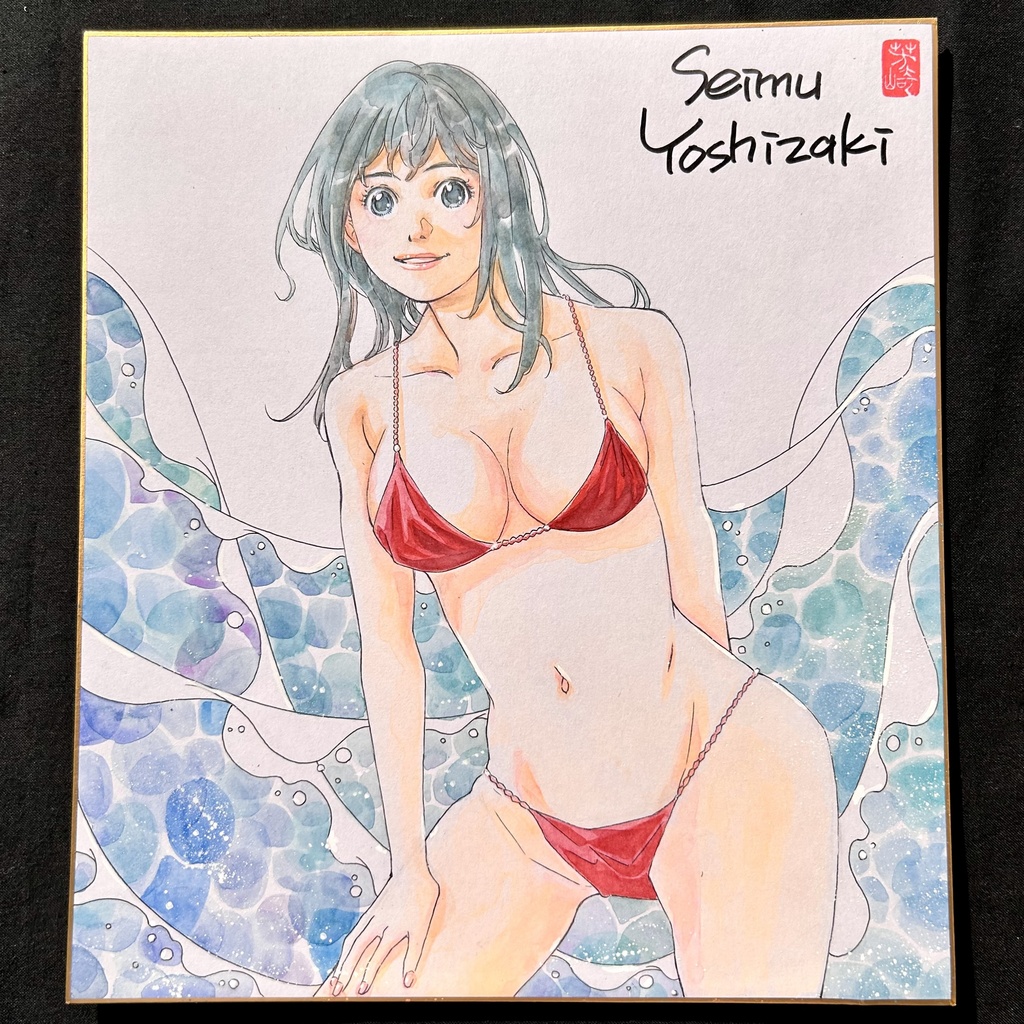 直筆カラーイラスト色紙