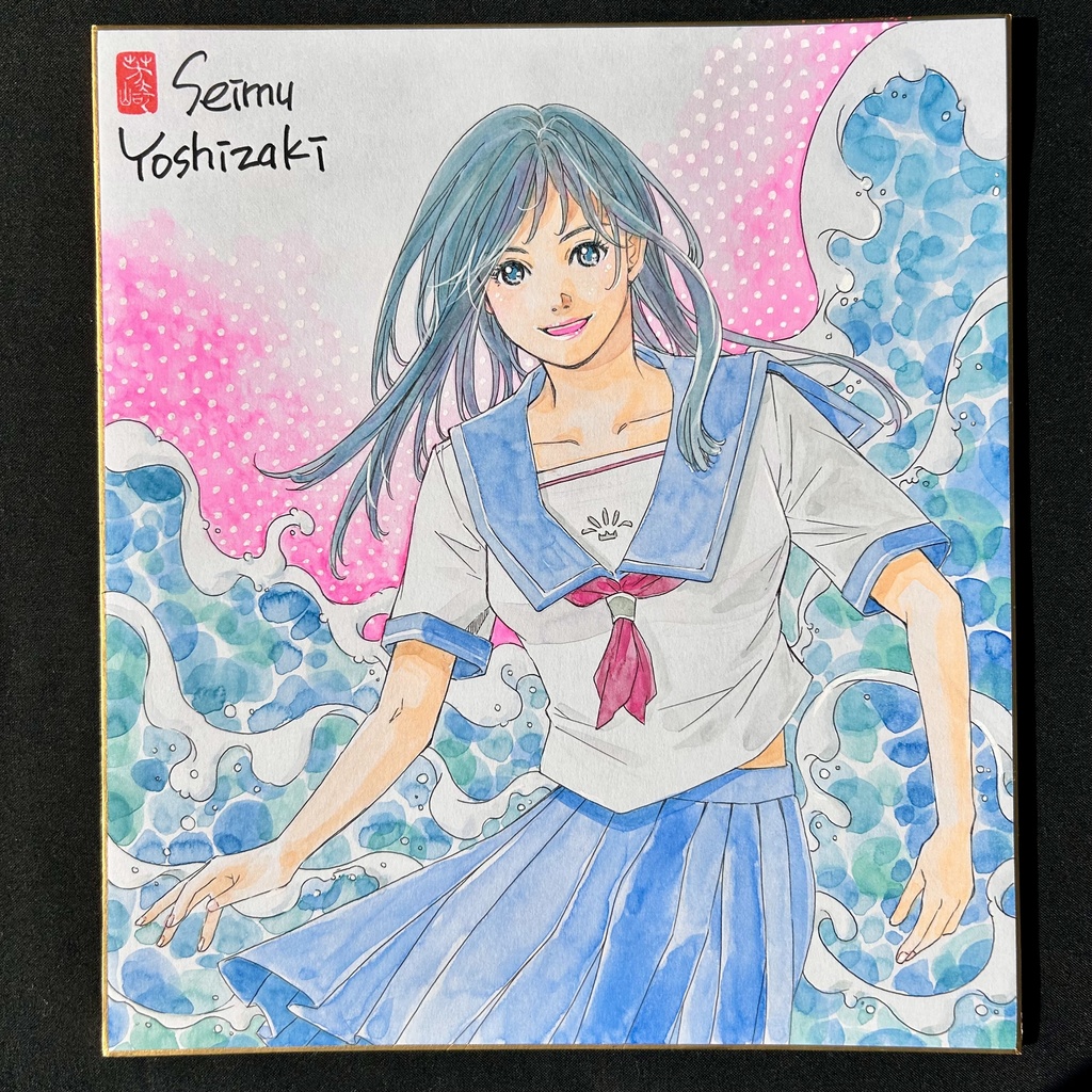 直筆カラーイラスト色紙