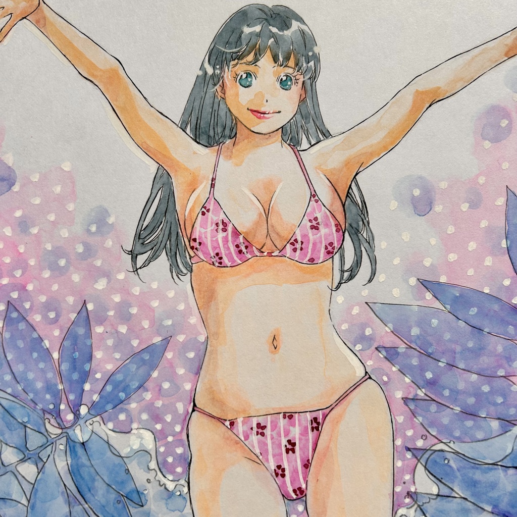 直筆カラーイラスト色紙