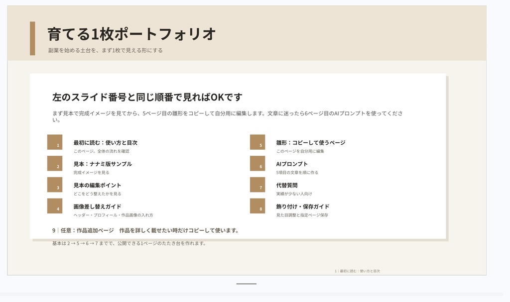 副業応募に使える|Googleスライドで作る1枚ポートフォリオ完成キット