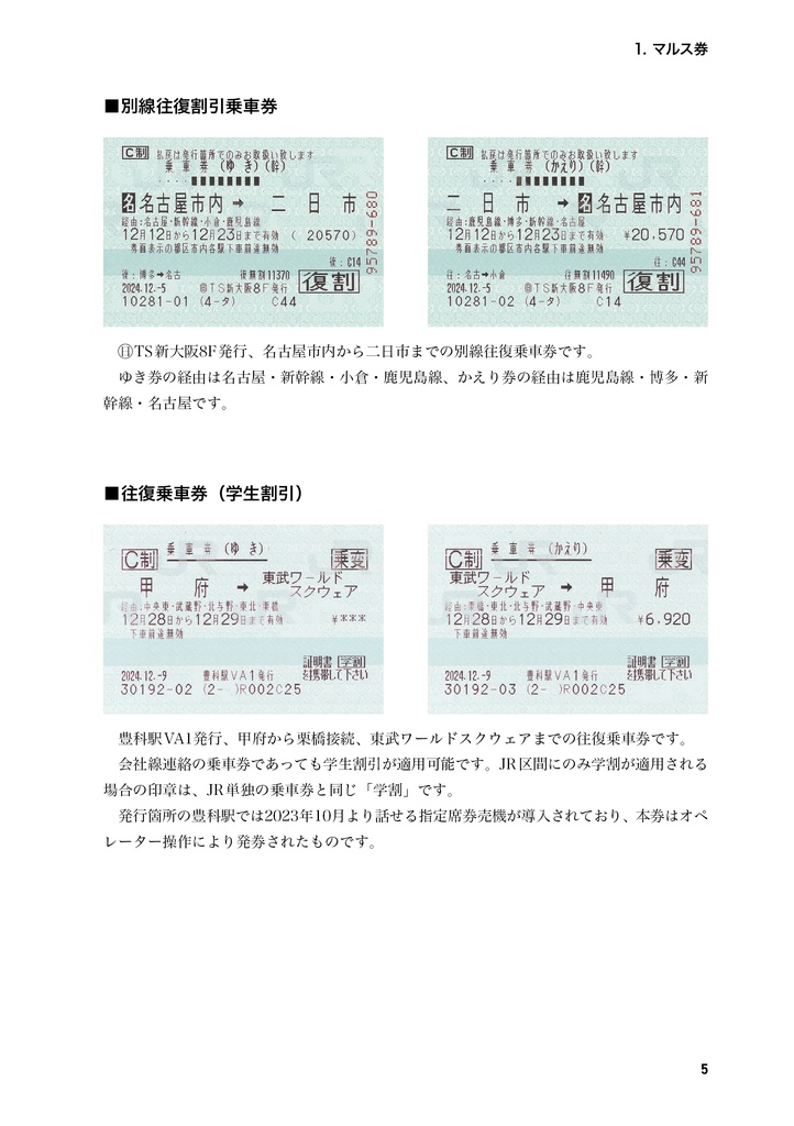 さよなら往復・連続乗車券