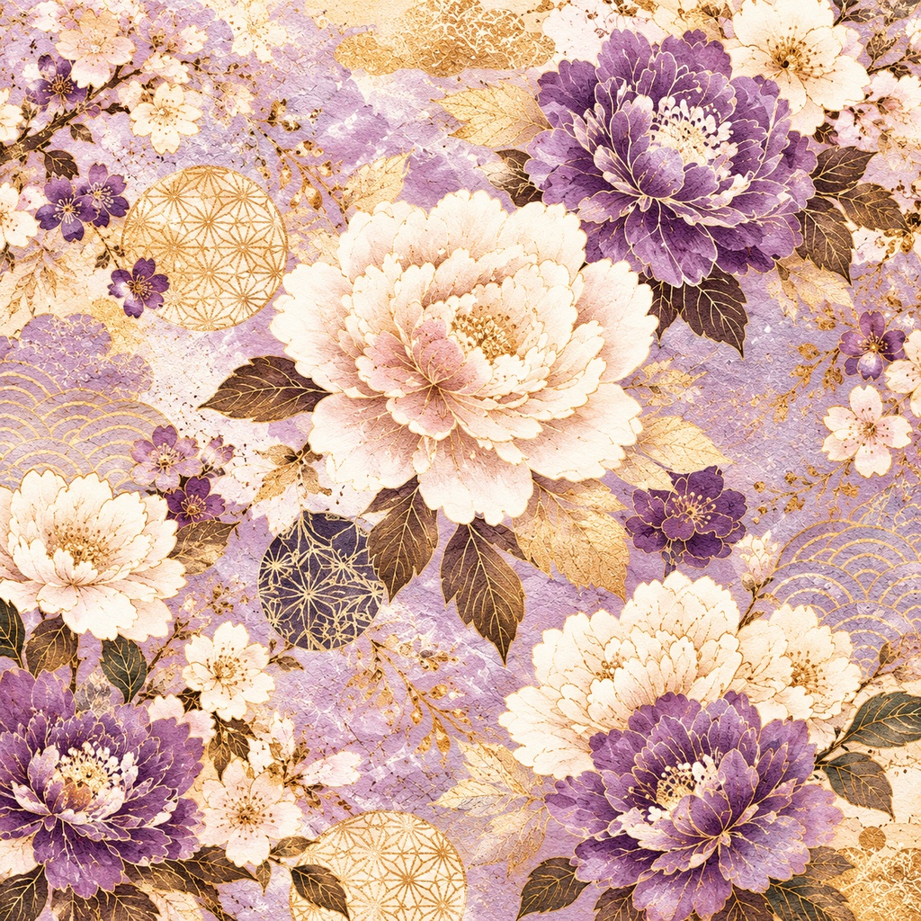 Japanese Gold & Sakura Digital Paper
