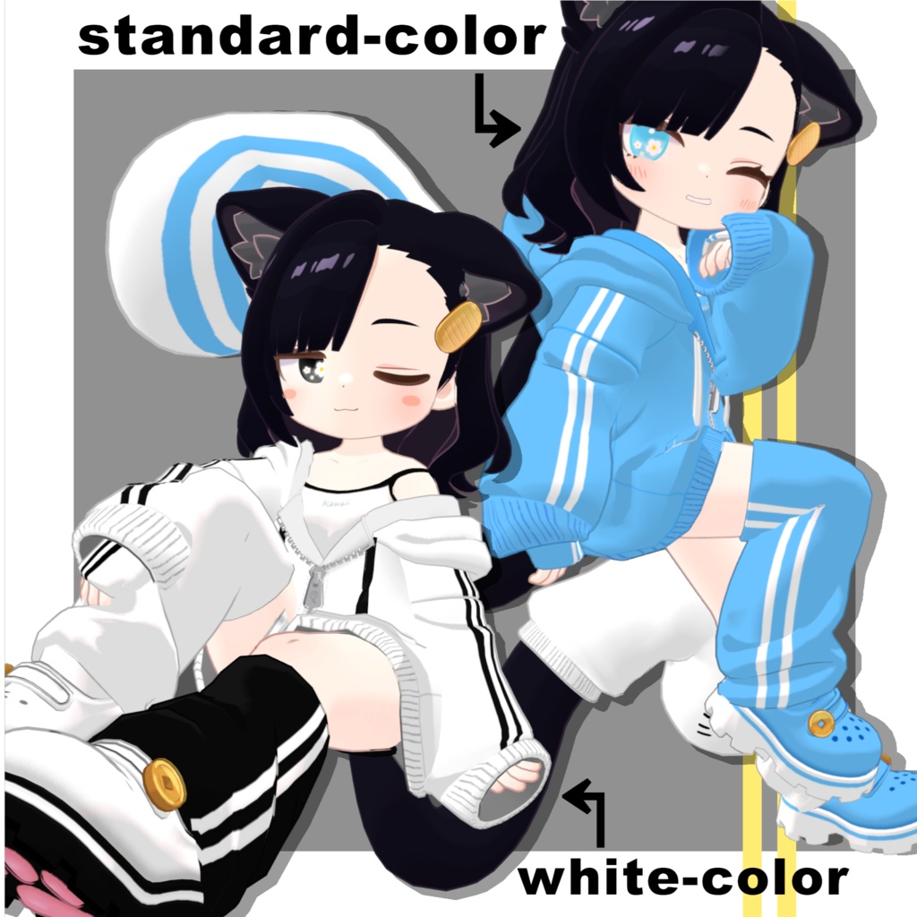 【アズキ専用】デフォルト衣装専用テクスチャ-2ラインジャージ風-