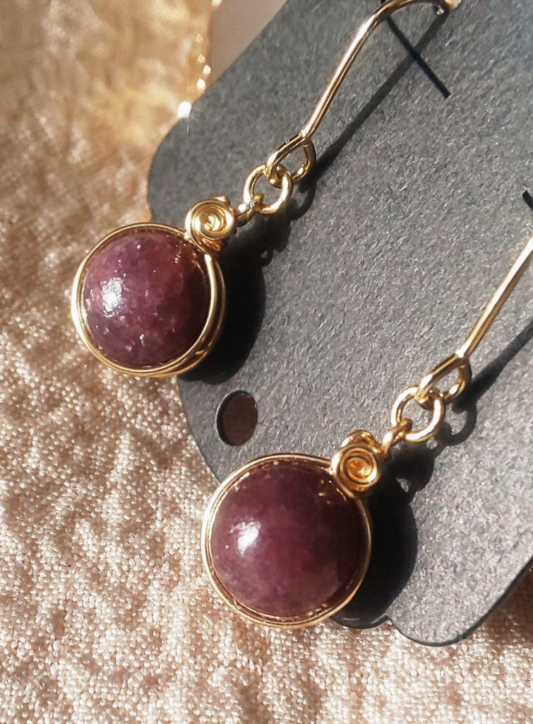 レピドライトのピアス