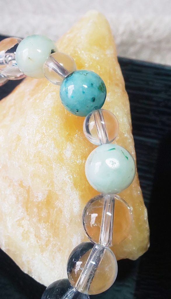 クリソコラと水晶のブレスレット