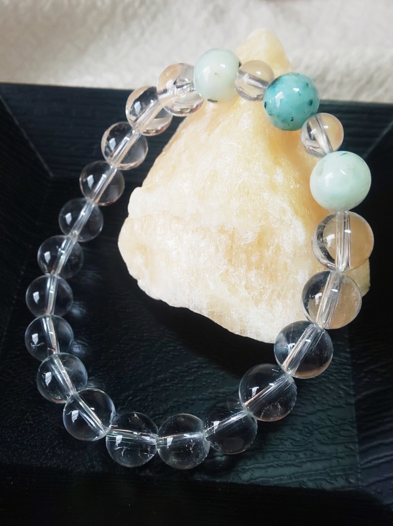 クリソコラと水晶のブレスレット