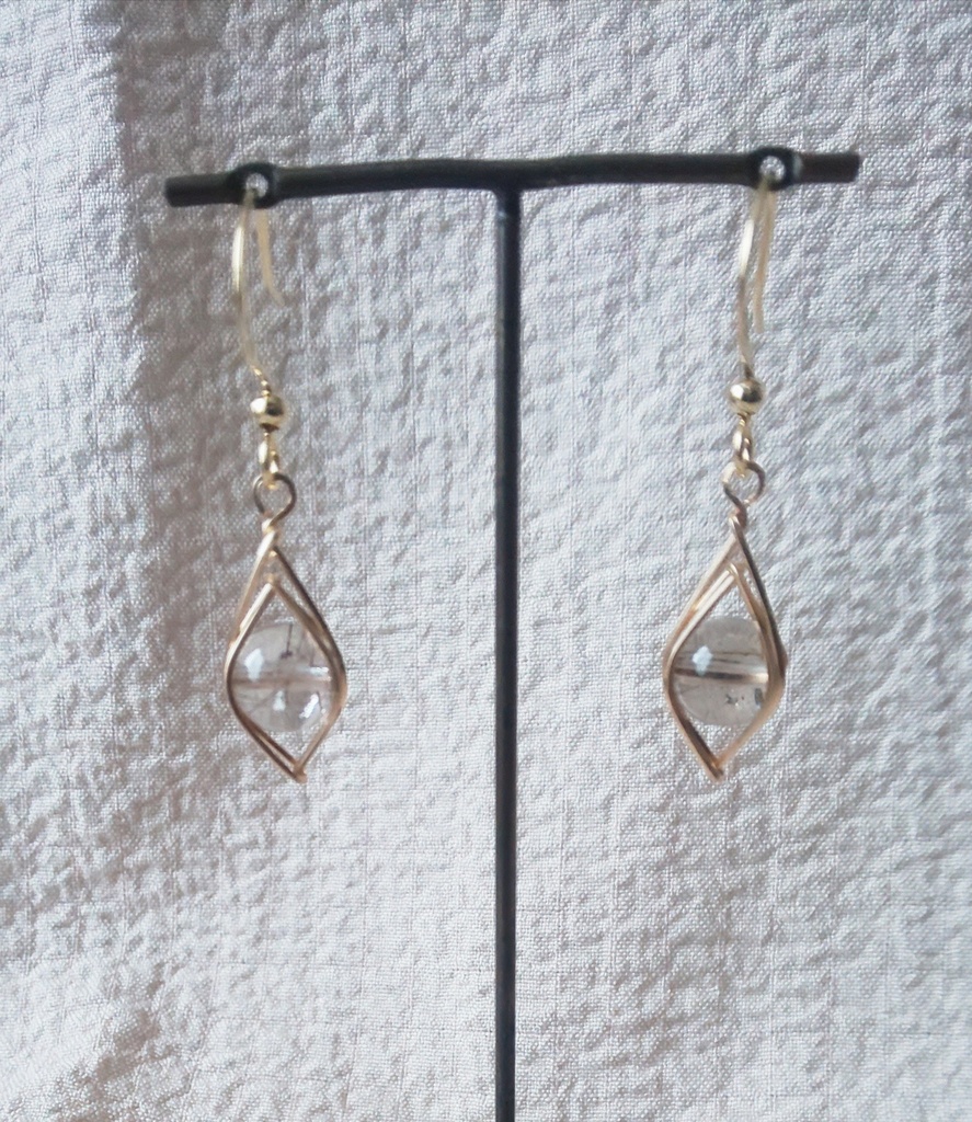 しずく留め シルバールチルクォーツのピアス