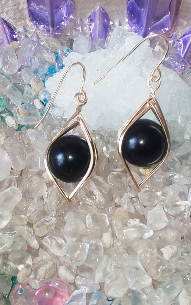 しずく留め ジェットのピアス