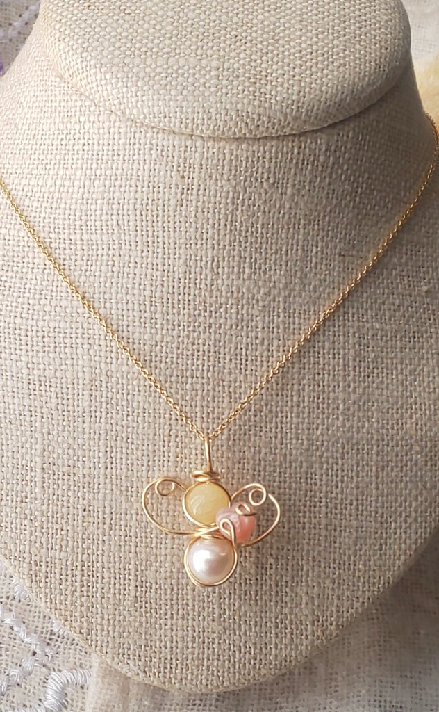 淡水パールとカルサイトのペンダントトップ