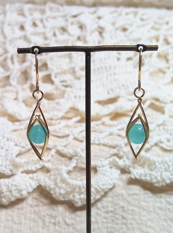 しずく留め アマゾナイトシリカのピアス