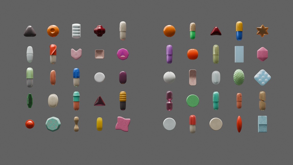 Vitamin Pills 3D Asset Pack 3D model