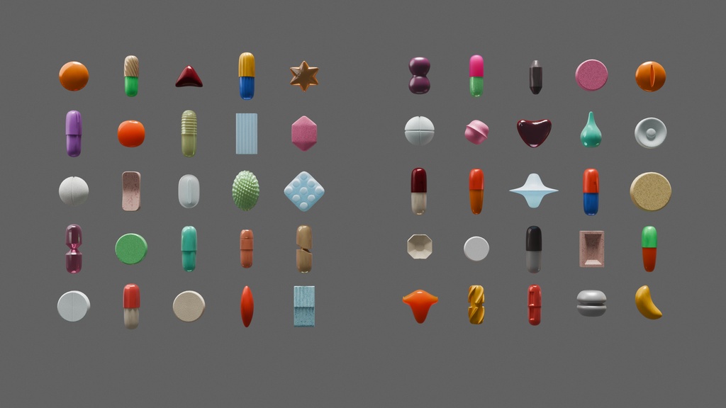 Vitamin Pills 3D Asset Pack 3D model