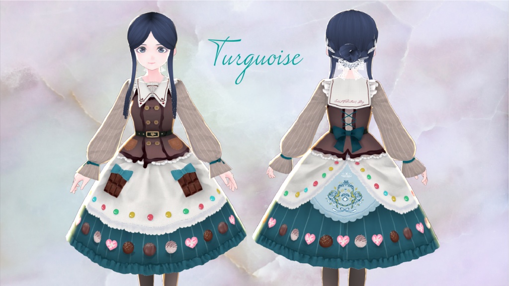 【Vroid衣装テクスチャ】ハッピーショコラバレンタインワンピース