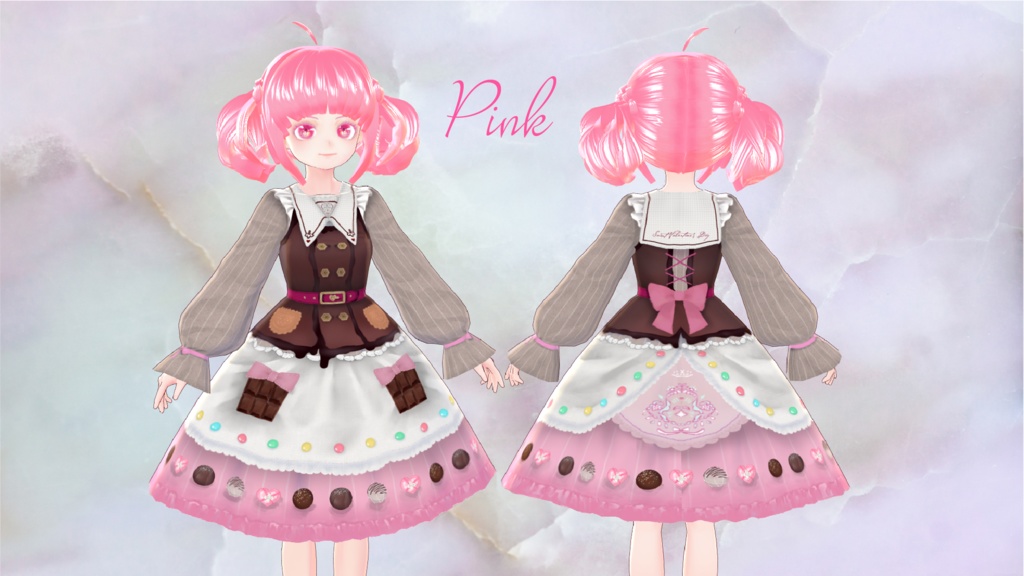 【Vroid衣装テクスチャ】ハッピーショコラバレンタインワンピース