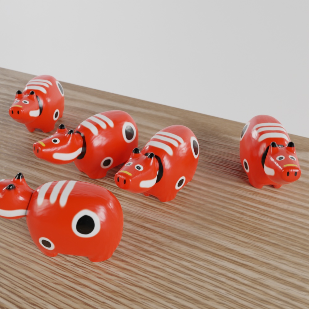 無料DL可【Blender】赤べこ【3Dモデル】