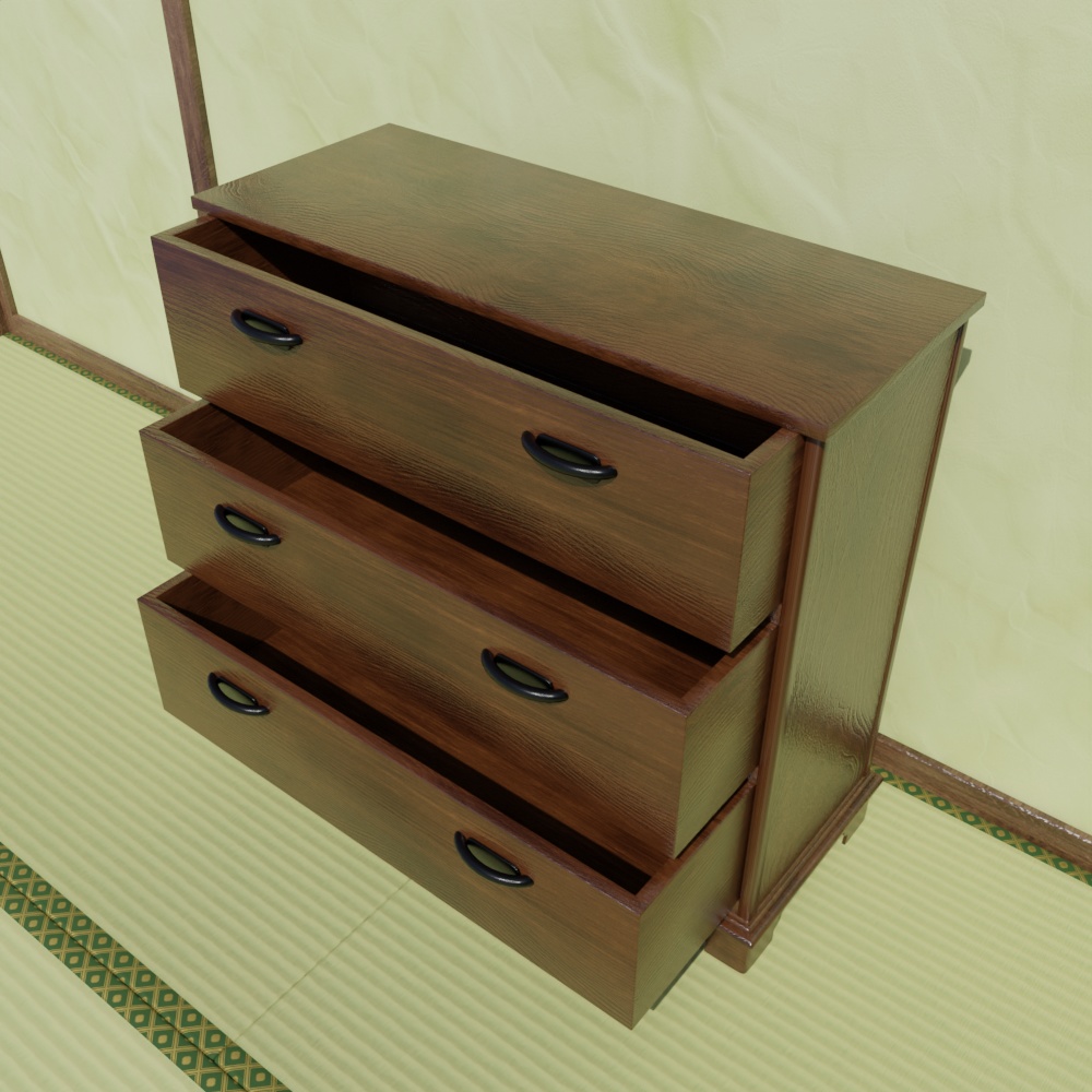 無料DL可【Blender】レトロなたんす【3Dモデル】