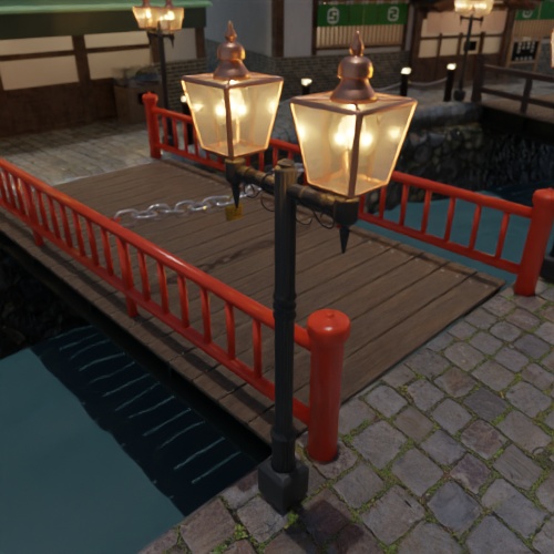 無料DL可【blender】レトロな街灯【3Dモデル】