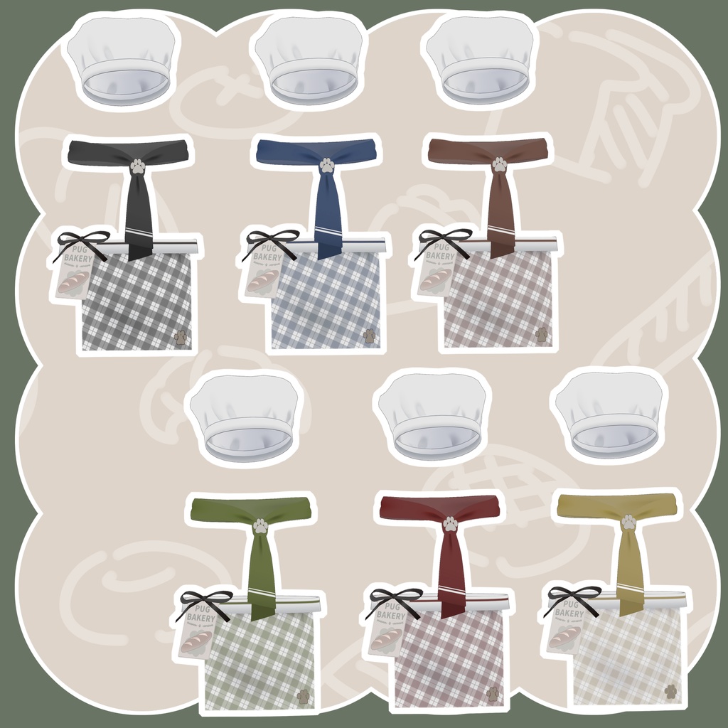 【Free】胴長パグ専用 パン屋さんコーデ