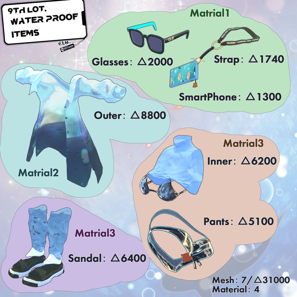 【複数アバター対応】9th. Lot. Water Proof【水着】