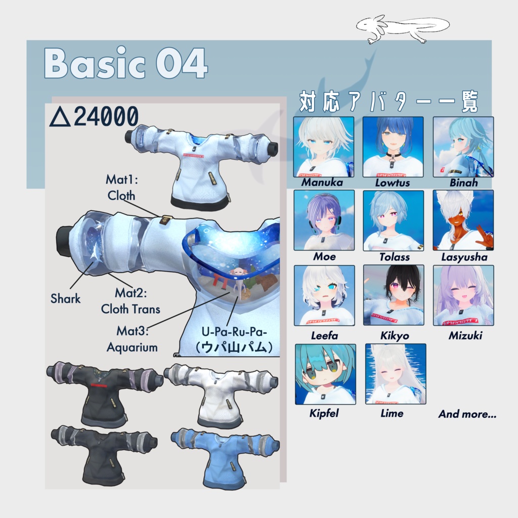 Basic04 ウオウ・オーバー・パーカー【複数アバター対応】