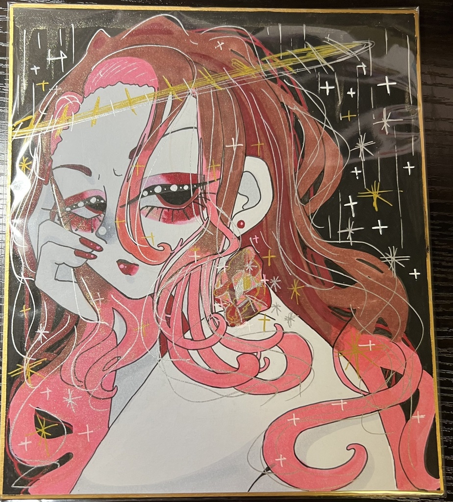 「こっちを見るおんな」オリジナル色紙