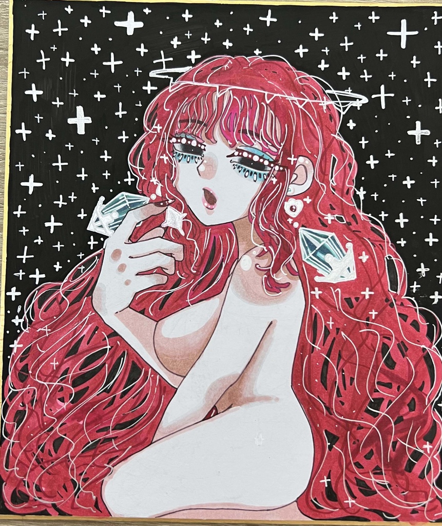 「こっちを見るおんな」オリジナル色紙