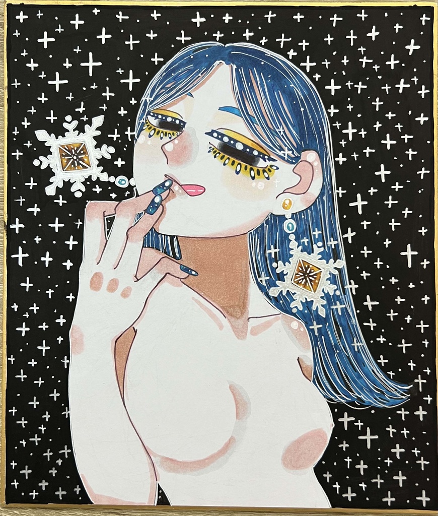 「こっちを見るおんな」オリジナル色紙