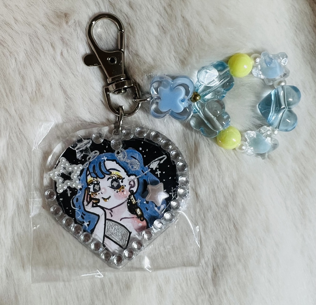 【一点もの】きらめきデコキーホルダー〈♥型〉